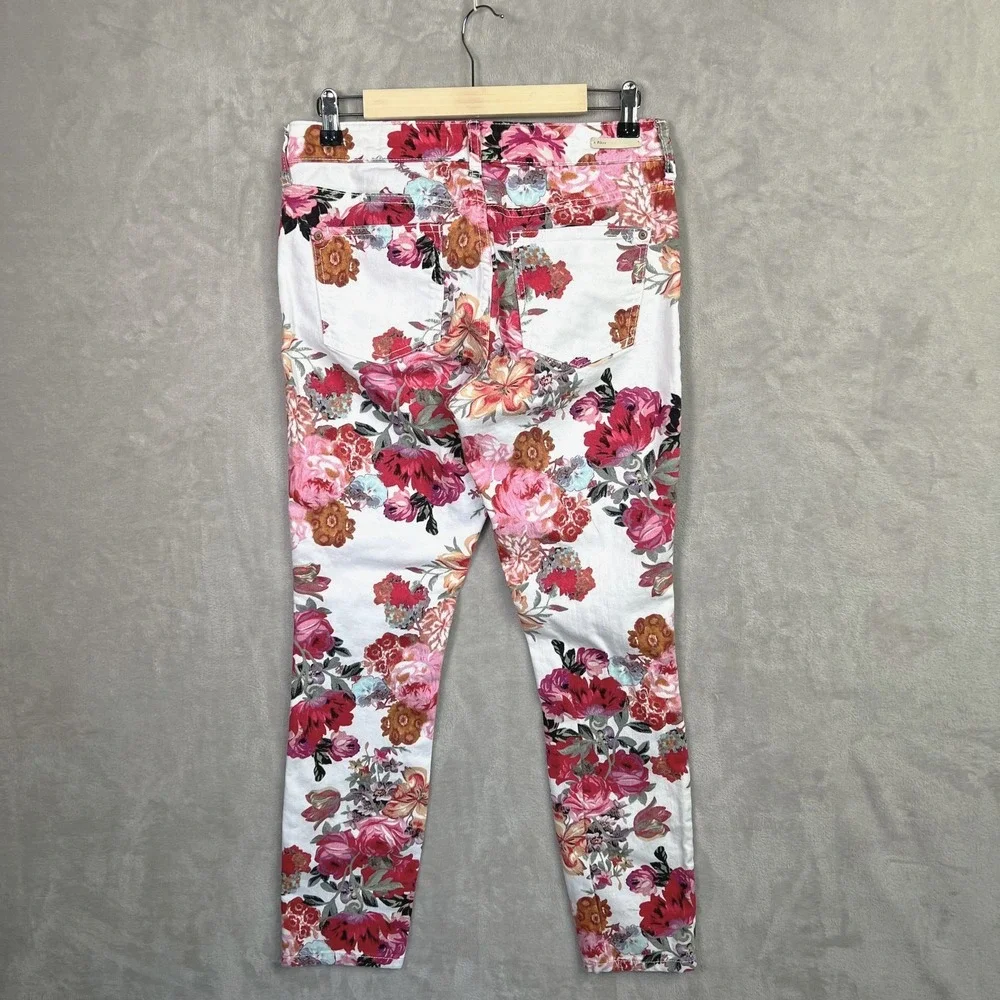 Anthropologie Pilcro Floral Mid Rise Skinny Jeans Size 28 Bloomcore Cottage Boho - Picture 2 of 13